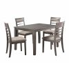 Beautiful Gray Finish 5pc Dining Set Table and 4 Side Chairs Set Fabric Upholstery Wooden Furniture Kitchen Dining Set