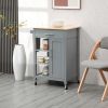 Compact Kitchen Island Cart on Wheels, Rolling Utility Trolley Cart Grey-AS