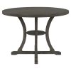 TREXM 5-Piece Round Dining Table and Chair Set with Special-shaped Legs and an Exquisitely Designed Hollow Chair Back for Dining Room (Gray)