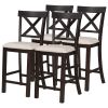 TREXM 6-Piece Counter Height Dining Table Set Table with Shelf 4 Chairs and Bench for Dining Room (Espresso)