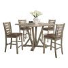 5pcs set Counter Table Set Square Counter Table Solid Wood Modern Farmhouse Rustic Look Distressed Look