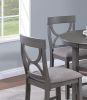 Counter Height Dining Table w Storage Shelve 4x Chairs Padded Seat Unique Design Back 5pc Dining Set Gray Color