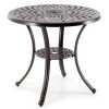 Patio Cast Aluminum Table 31 Inch Diameter Round Table with Umbrella Hole