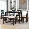 TREXM 6-Piece Counter Height Dining Table Set Table with Shelf 4 Chairs and Bench for Dining Room (Espresso)